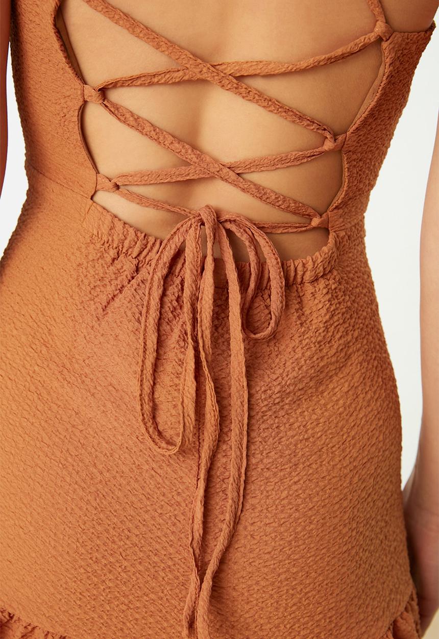 Trendyol - Strappy back tie detailed dress - brown