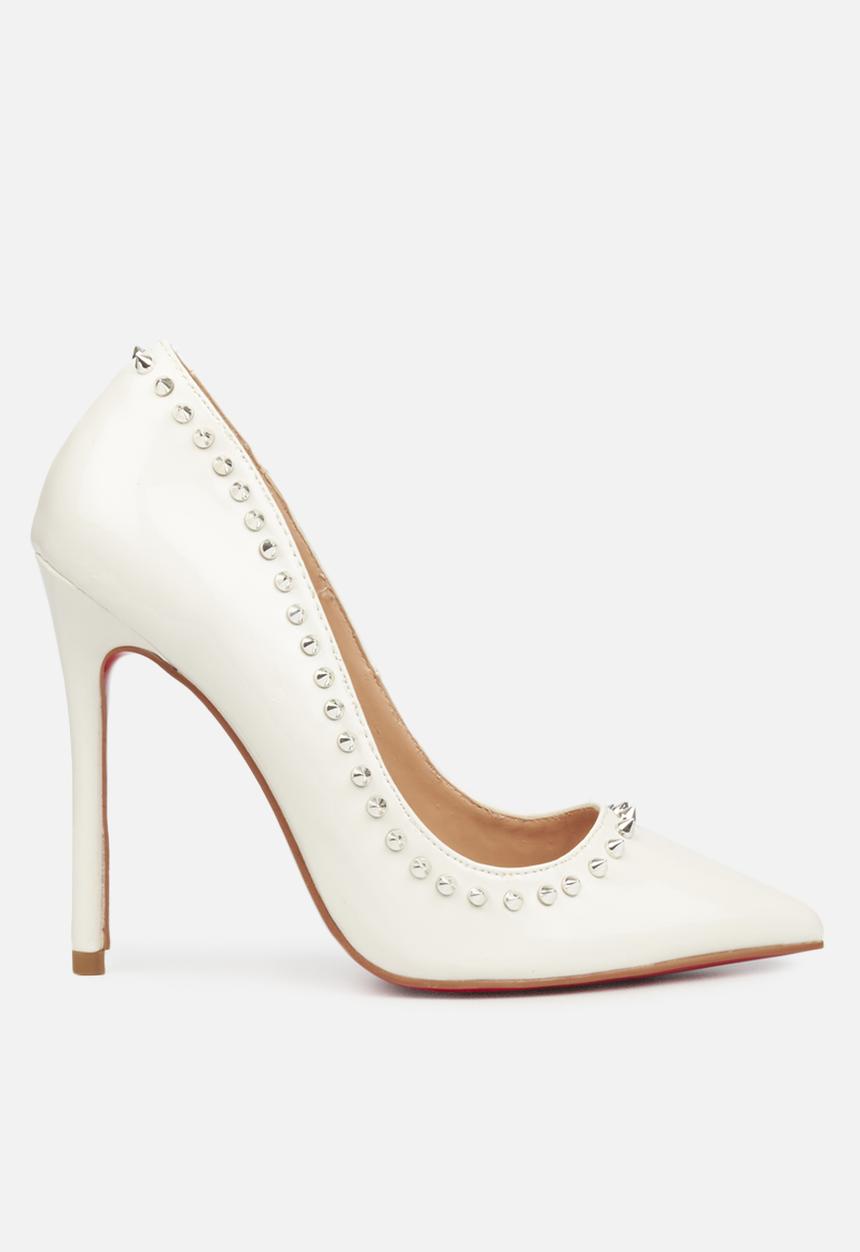Miss Black - Lou25 barely there court heel - white