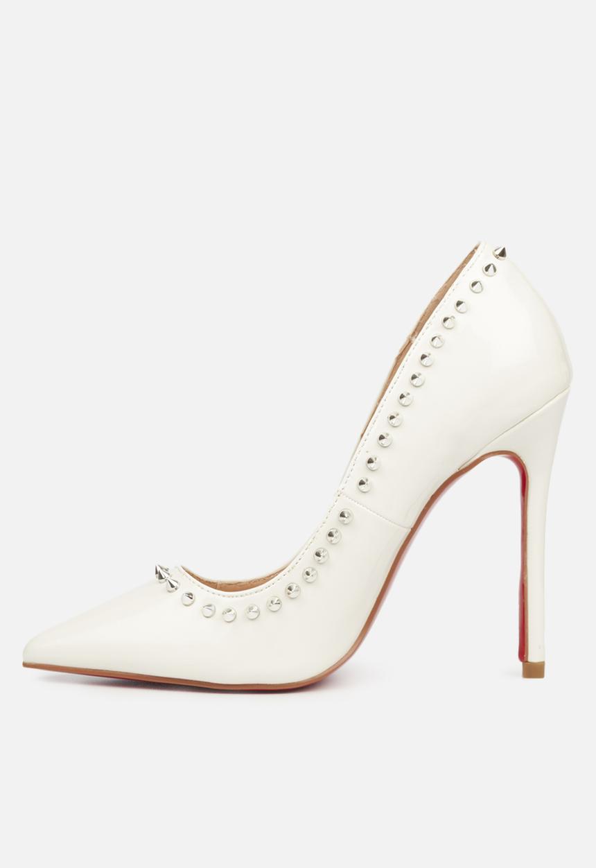 Miss Black - Lou25 barely there court heel - white
