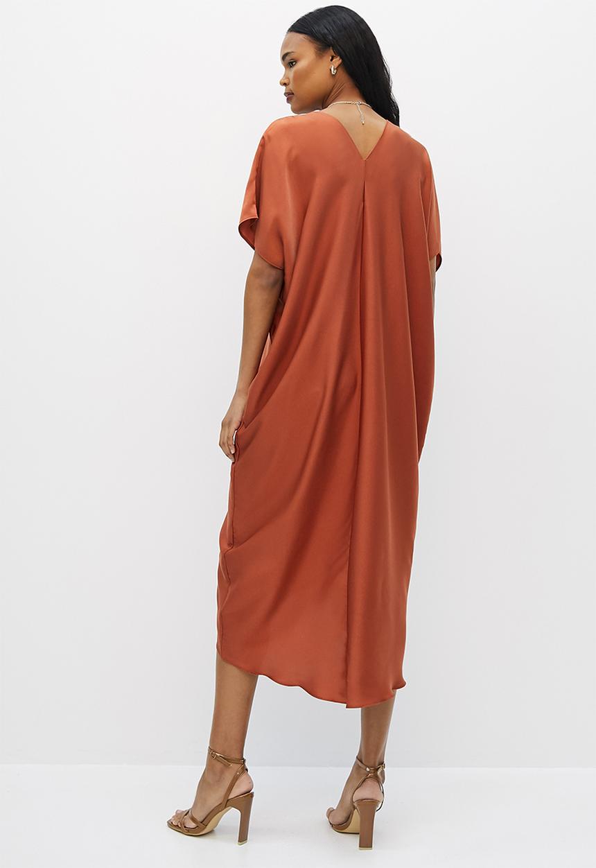 MILLA - Satin kaftan dress - rust