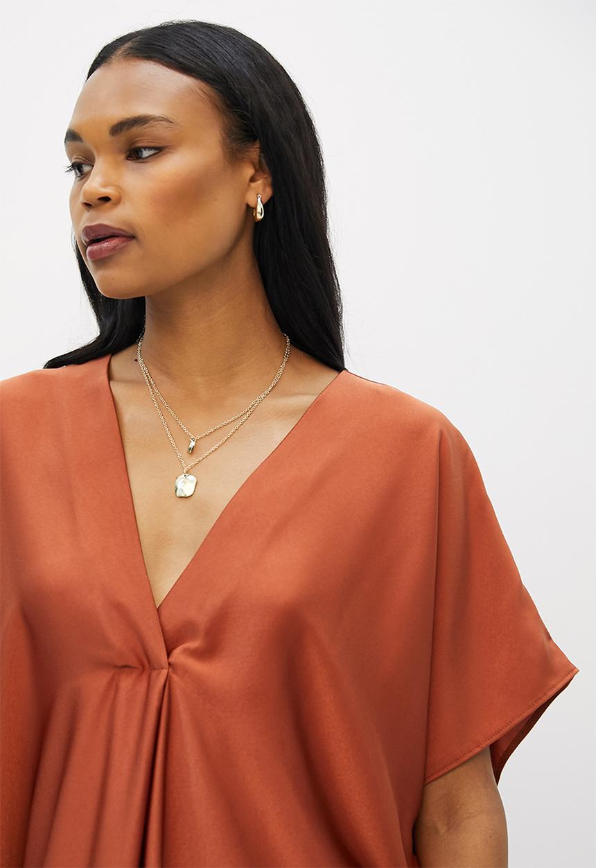 MILLA - Satin kaftan dress - rust