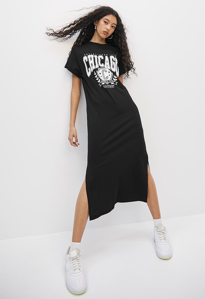 Blake - Graphic midi T-shirt dress - black