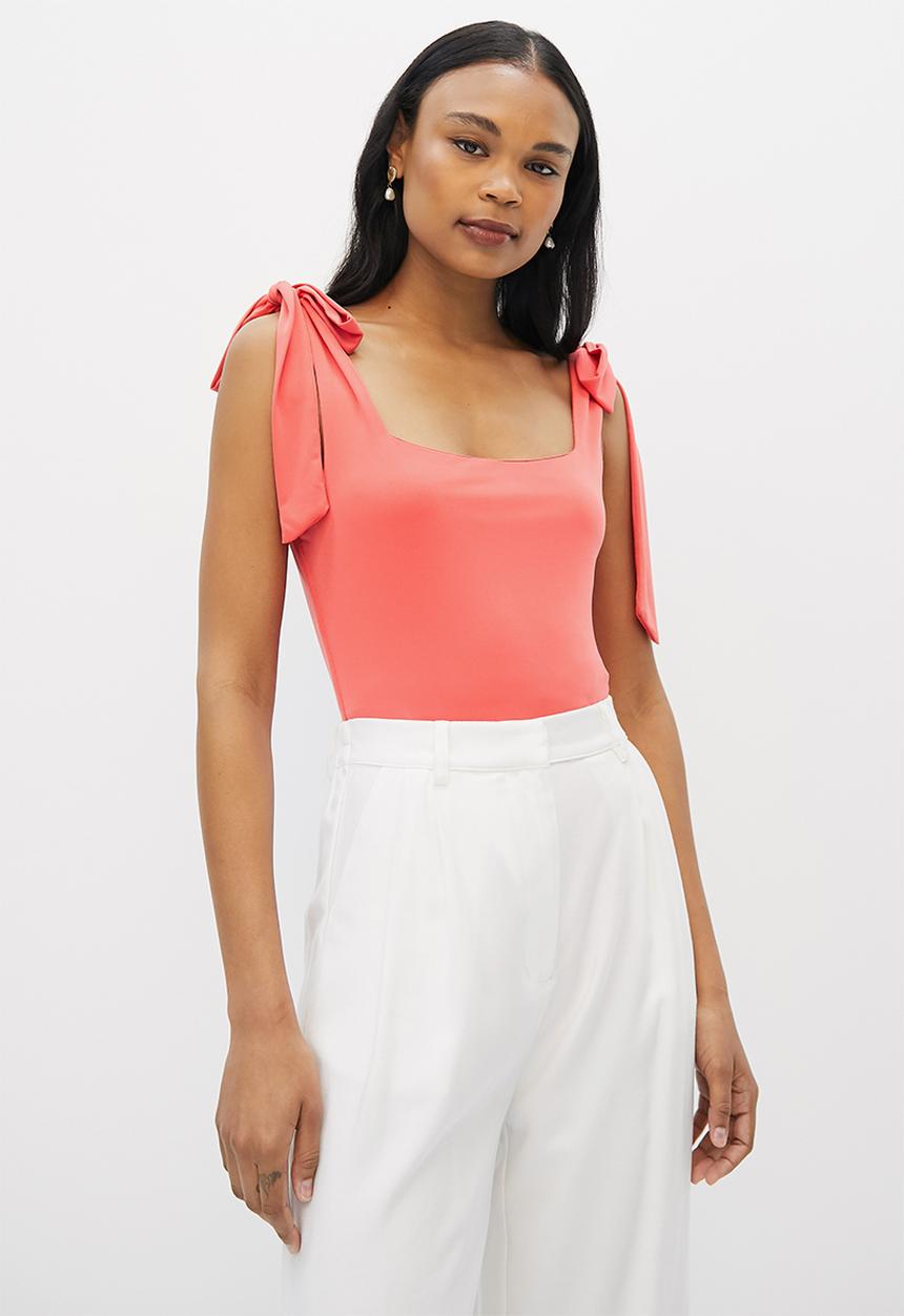 MILLA - Shoulder tie bodysuit - poppy