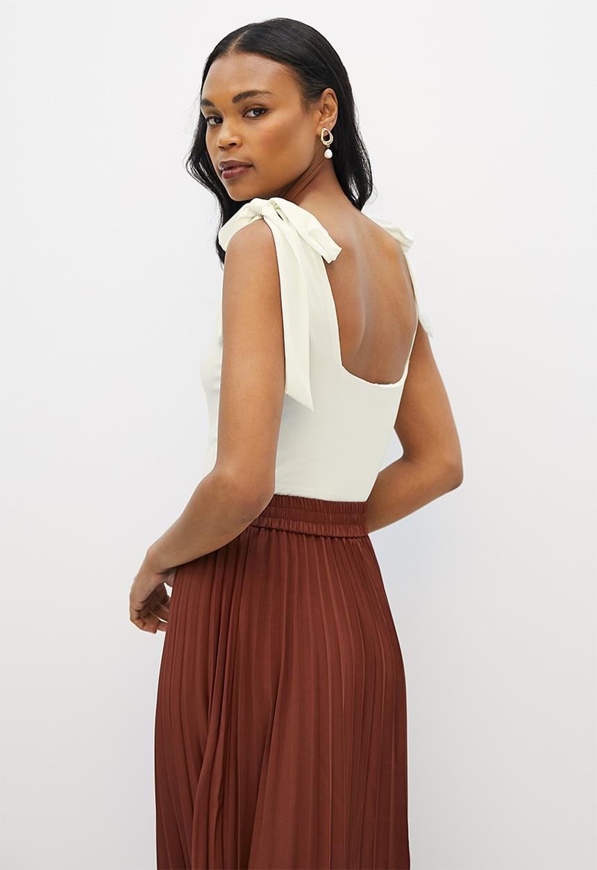MILLA - Shoulder tie bodysuit - ivory
