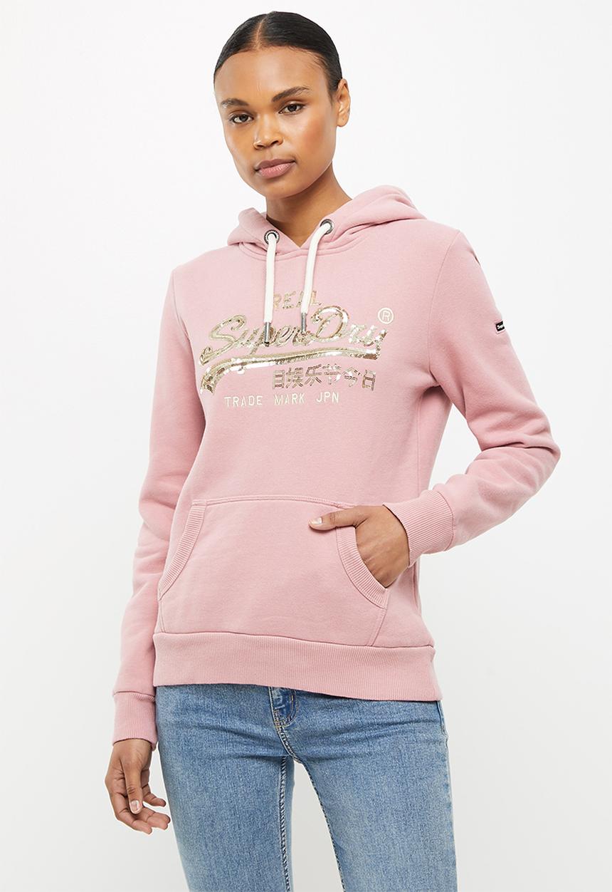 Superdry. - Vl boho sparkle hoodie bb - soft pink