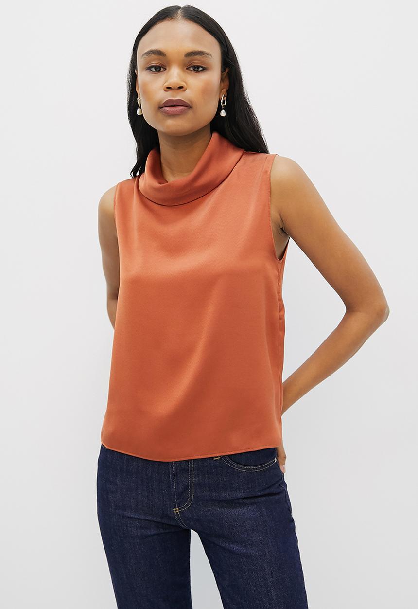 MILLA - Co ord satin cowl top - clay