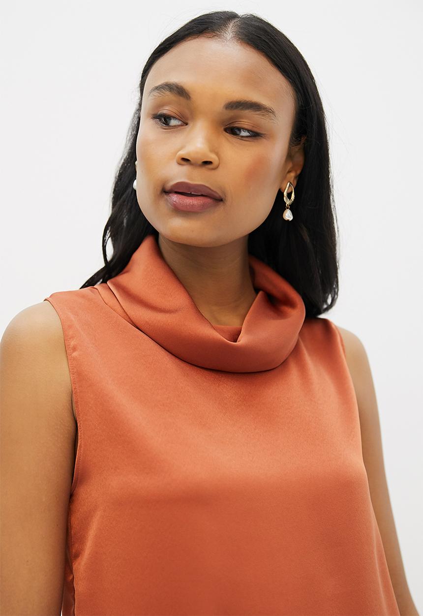 MILLA - Co ord satin cowl top - clay