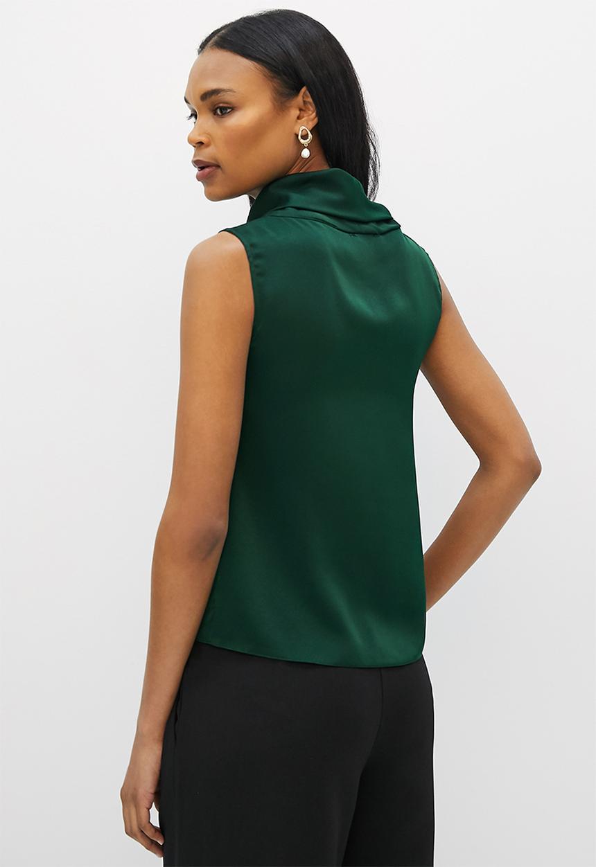 MILLA - Co ord satin cowl top - green
