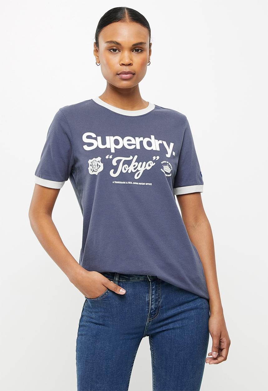 Superdry. - Cl ac ringer tee - soft navy
