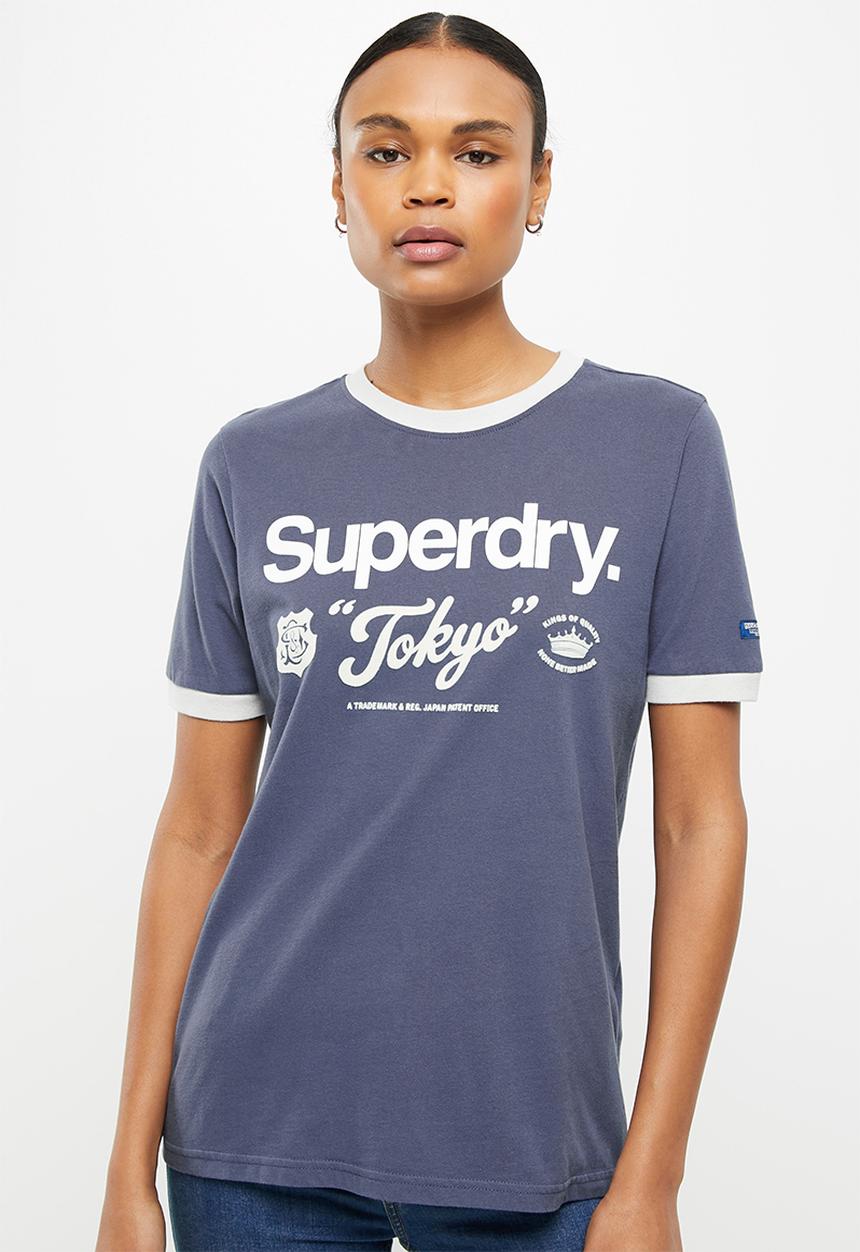 Superdry. - Cl ac ringer tee - soft navy