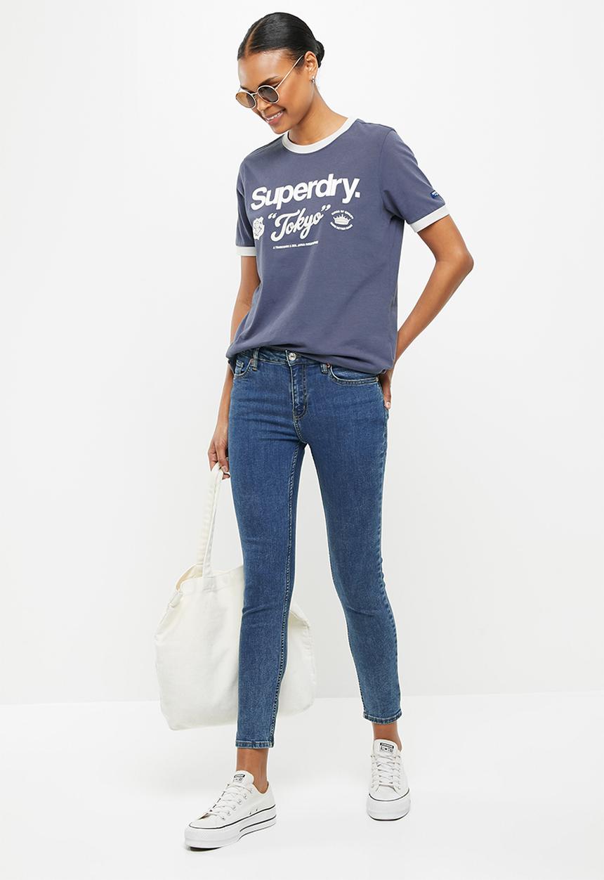 Superdry. - Cl ac ringer tee - soft navy