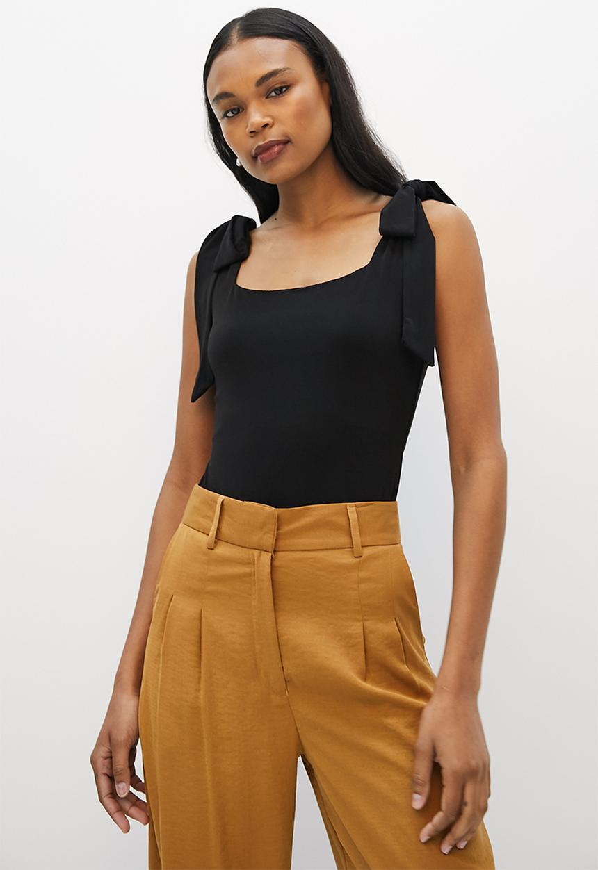 MILLA - Shoulder tie bodysuit - black