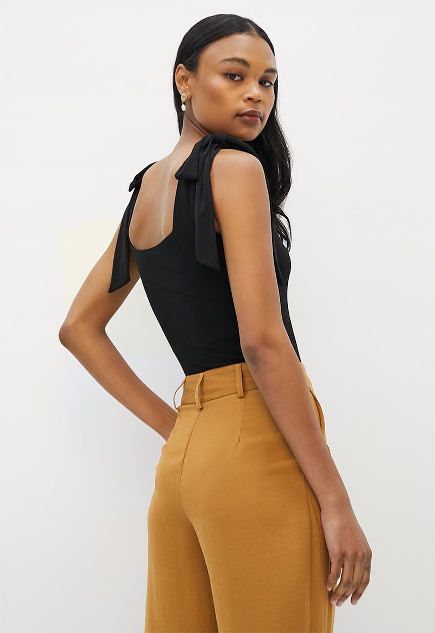 MILLA - Shoulder tie bodysuit - black