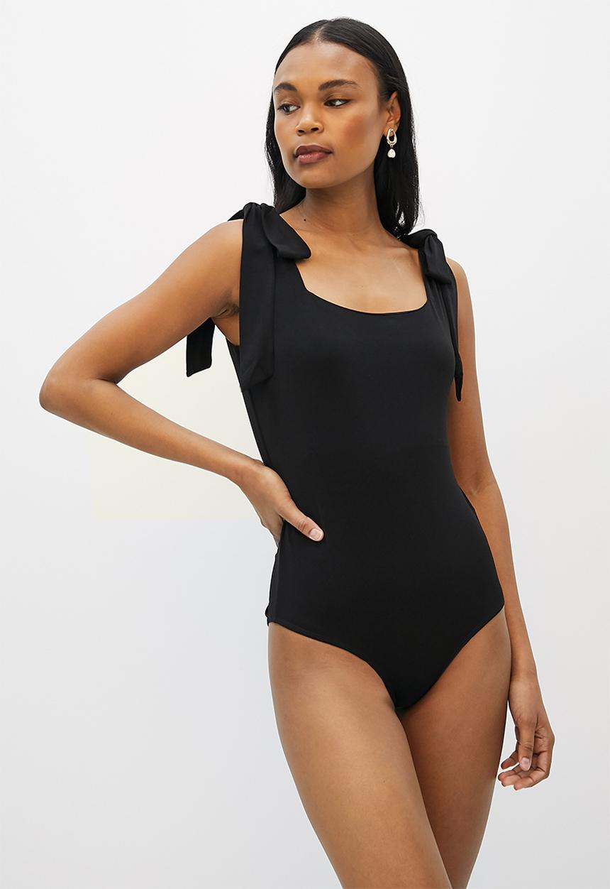 MILLA - Shoulder tie bodysuit - black