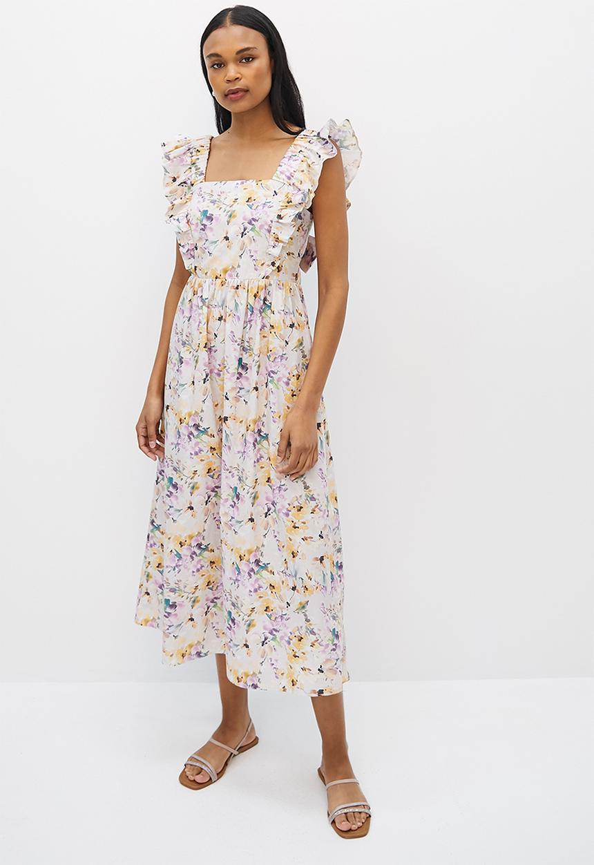 MILLA - Ruffle detail midi dress - mauve butter