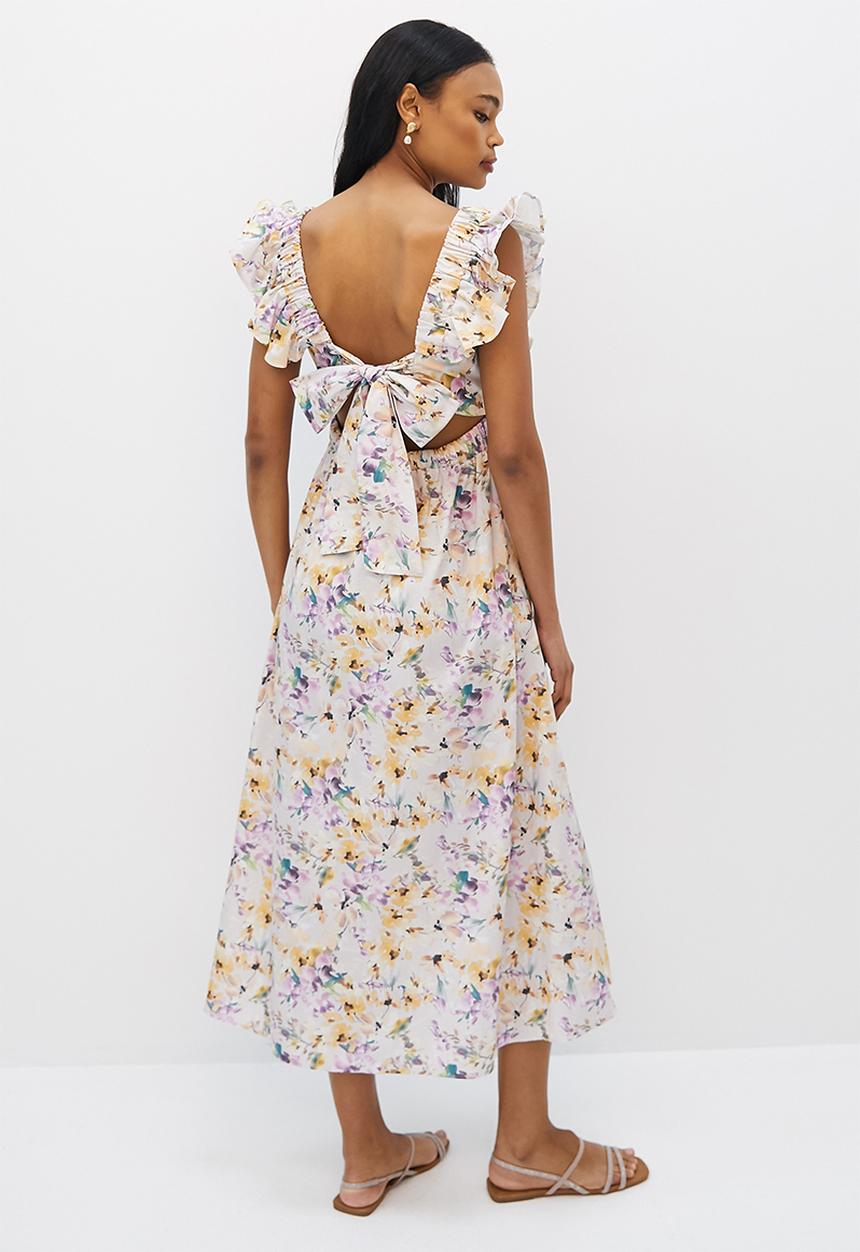 MILLA - Ruffle detail midi dress - mauve butter