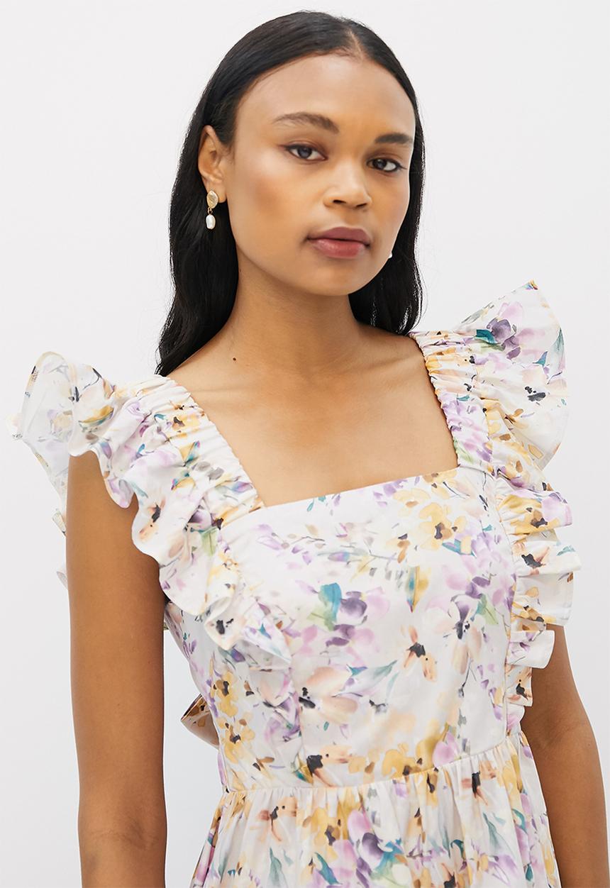 MILLA - Ruffle detail midi dress - mauve butter