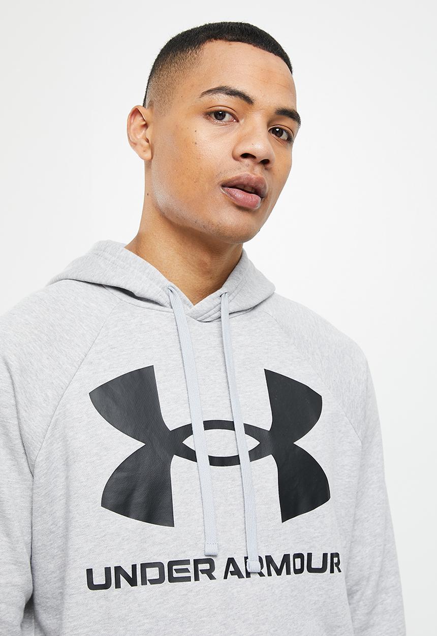 Under Armour - UA rival fleece big logo hoodie - light heather & black