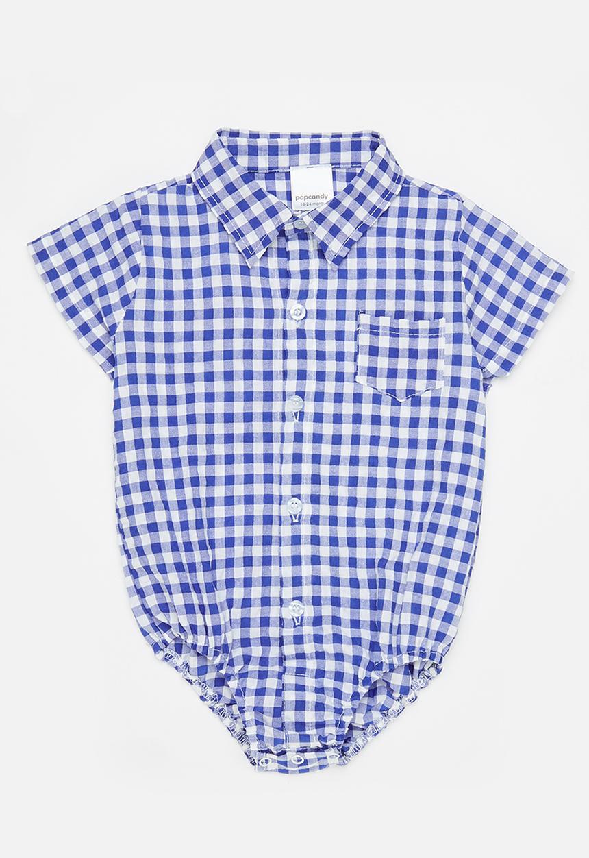 Pop Candy - Baby check shirt - blue
