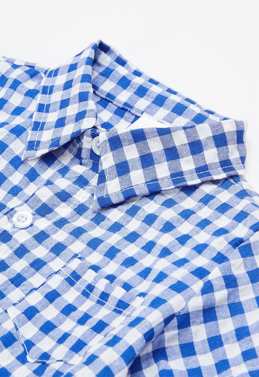 Pop Candy - Baby check shirt - blue