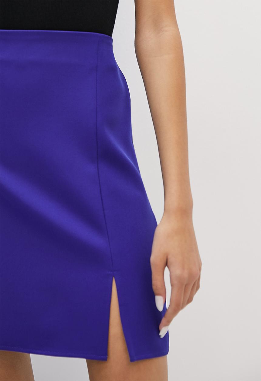 Blake - Aline mini skirt with slit - cobalt
