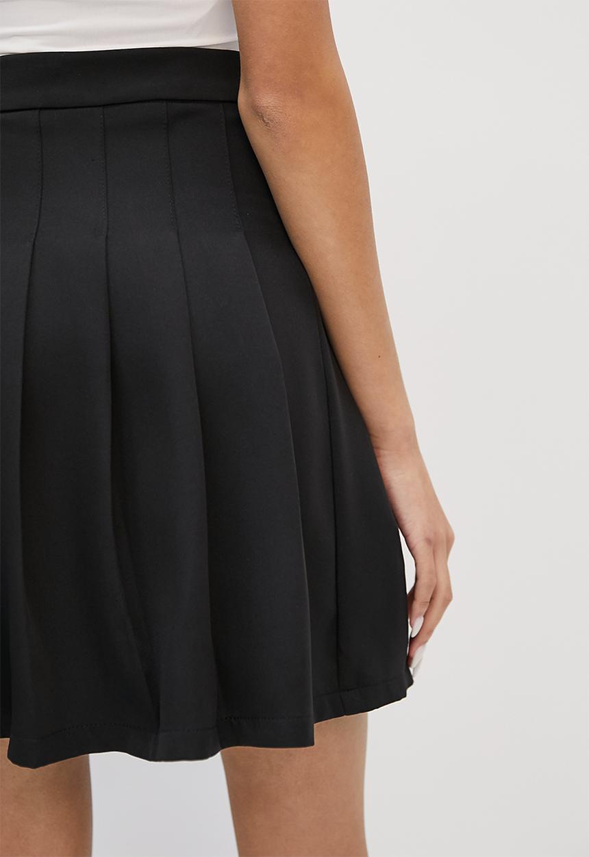 Blake - Pleated tennis mini skirt - black
