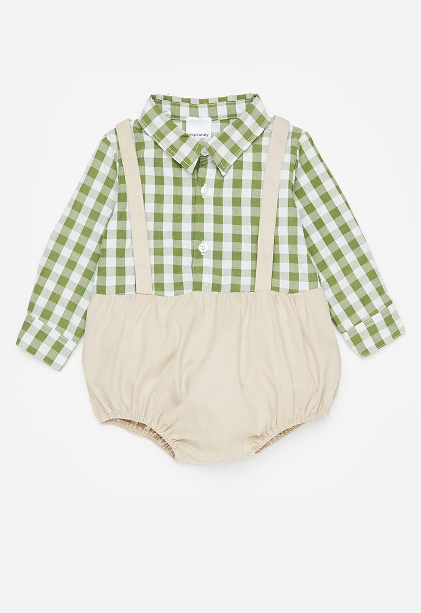 Pop Candy - Baby check romper - green