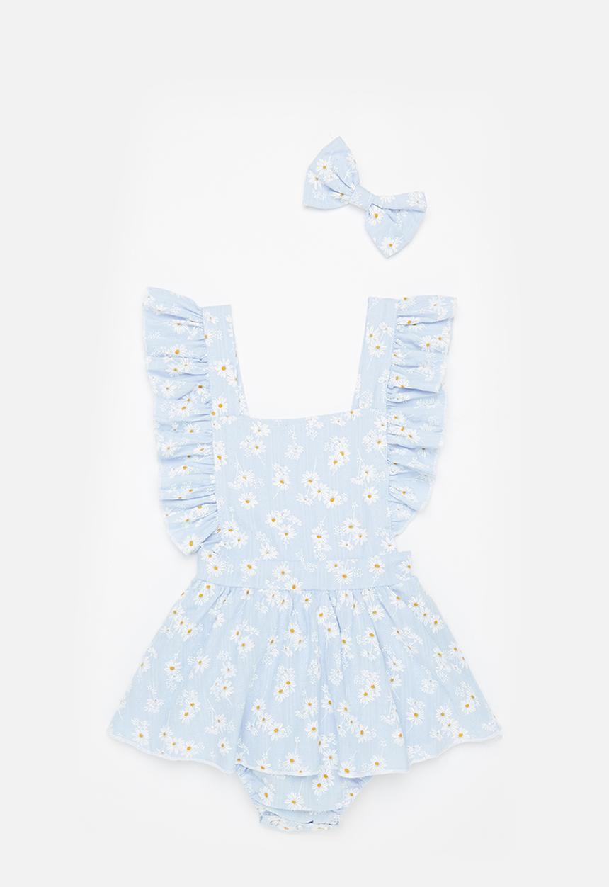 Pop Candy - Sunflower romper & headband set - blue