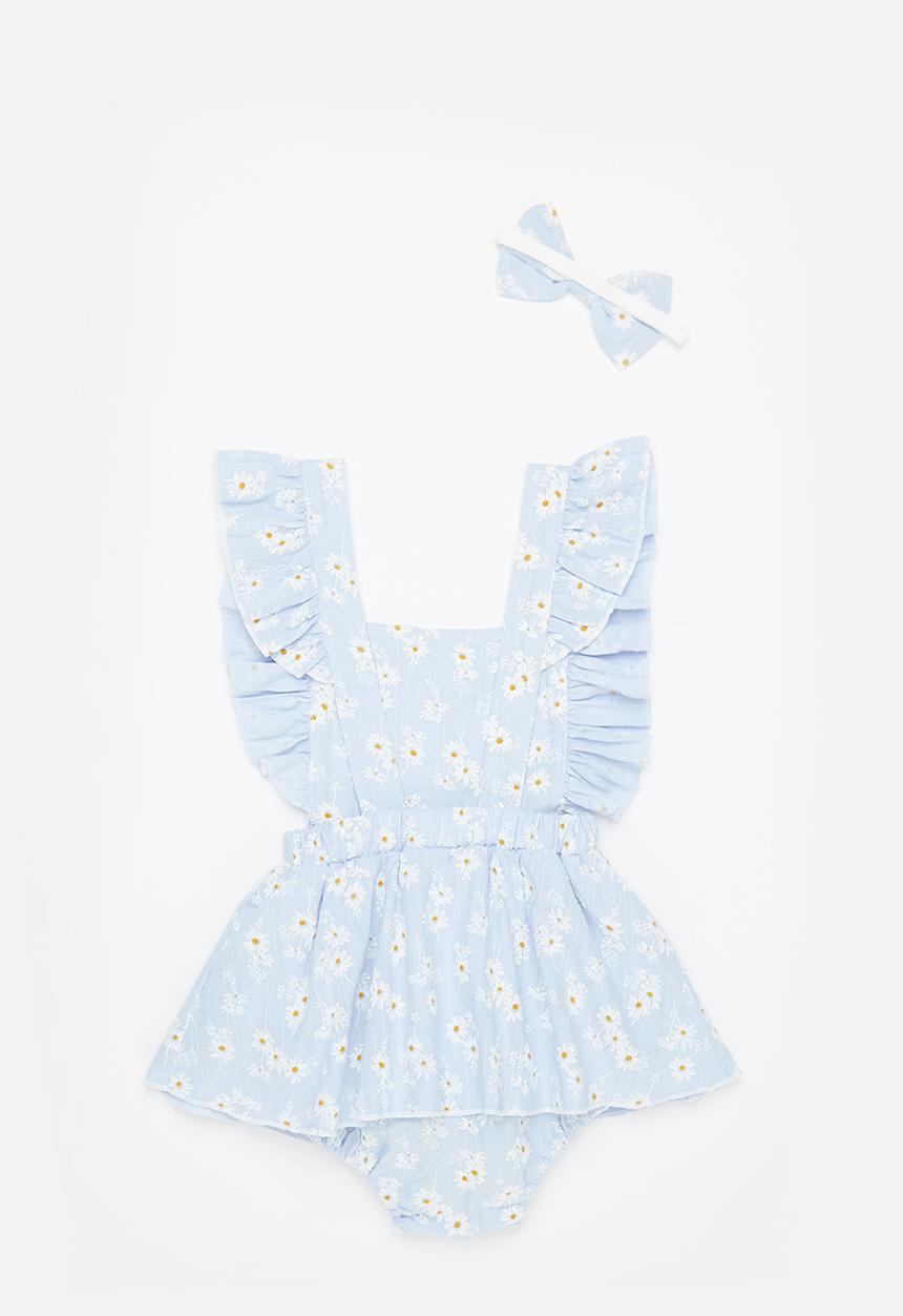 Pop Candy - Sunflower romper & headband set - blue