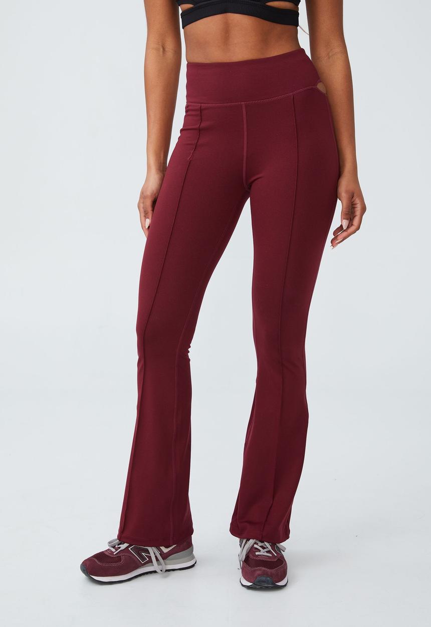 Cotton On - Yoga cut out full length flare - burgundy