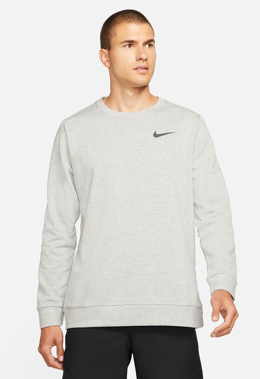Nike - M nk df long sleeve crew - dark grey heather & black