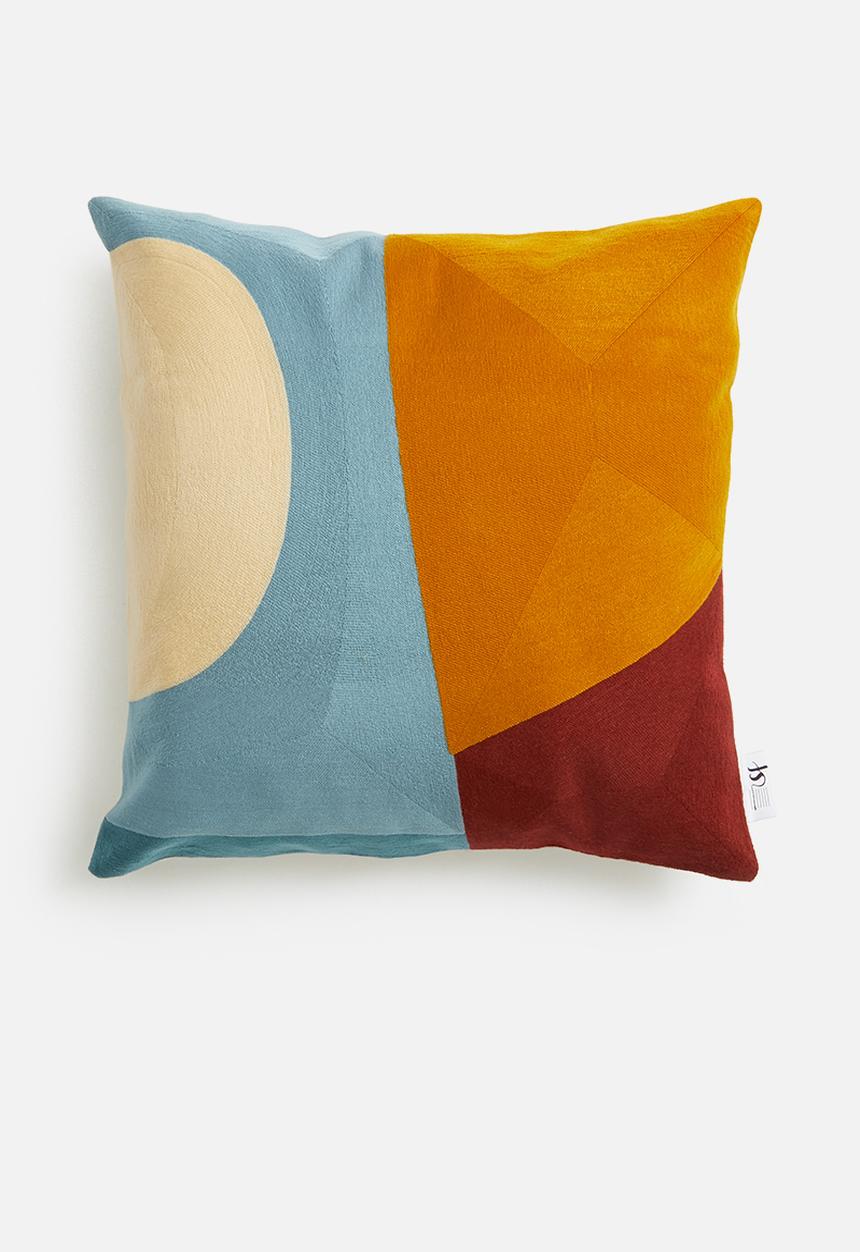 Sixth Floor - Block embroidered cushion cover - multi