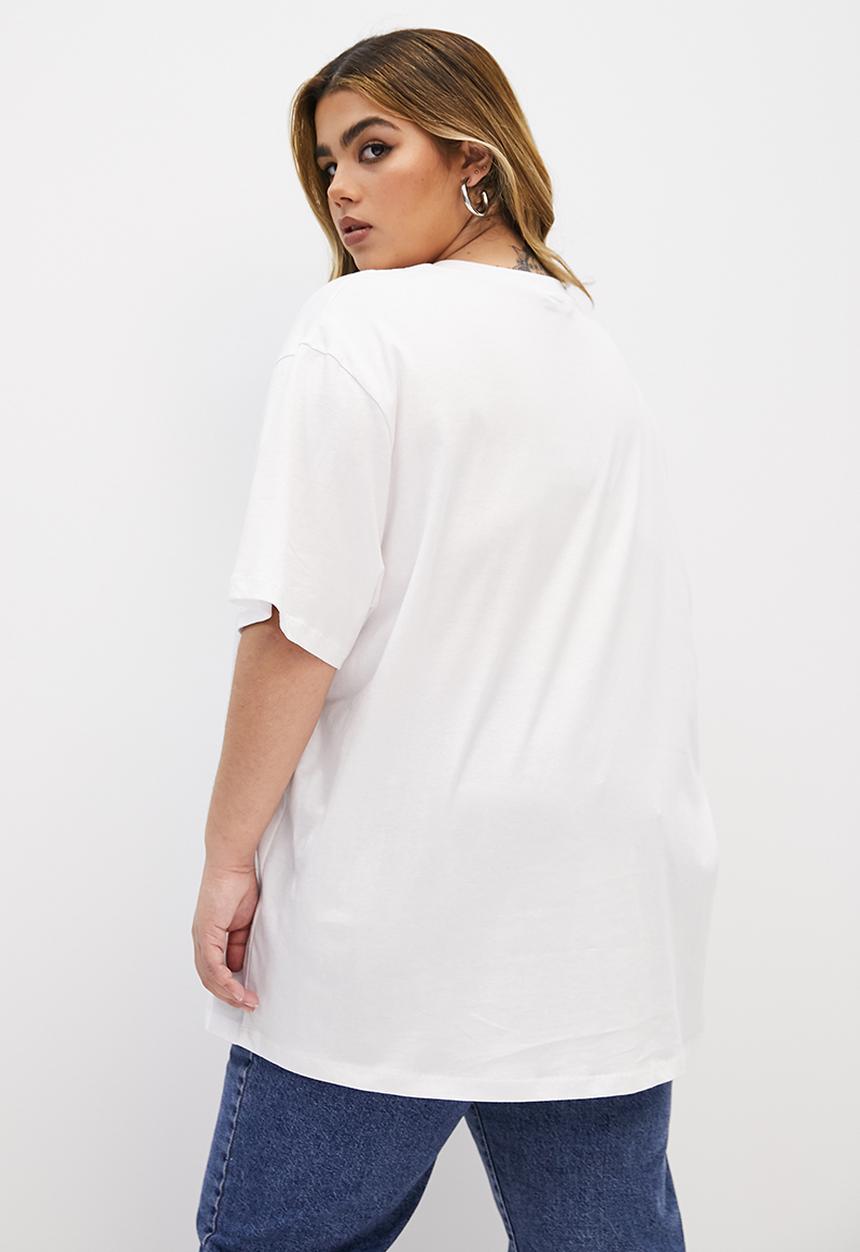 Blake - Oversized placement printed tee - white