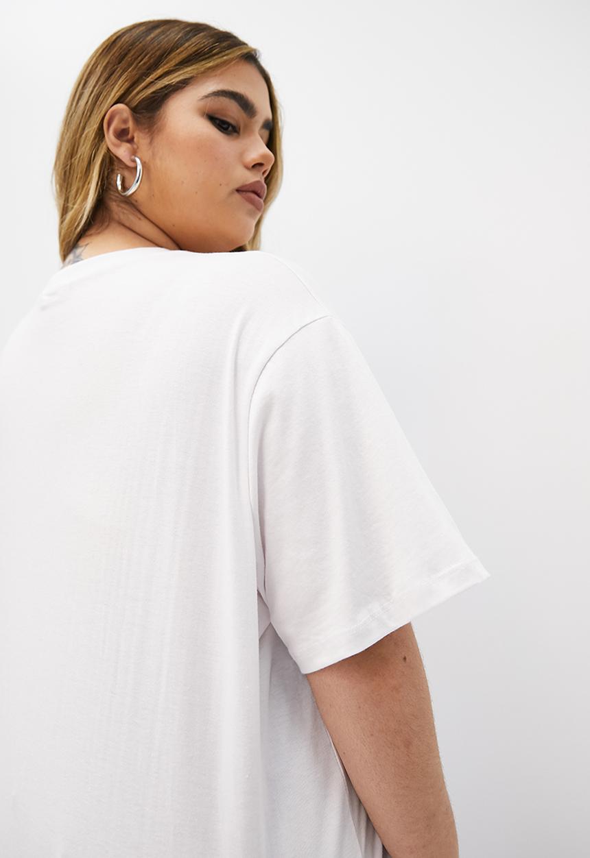 Blake - Oversized placement printed tee - white