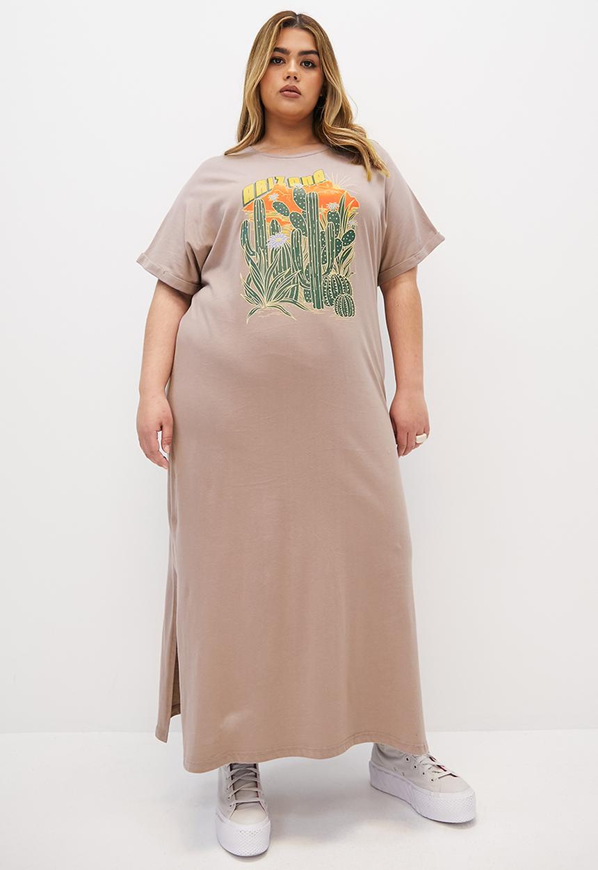 Blake - Graphic midi T-shirt dress - mocca