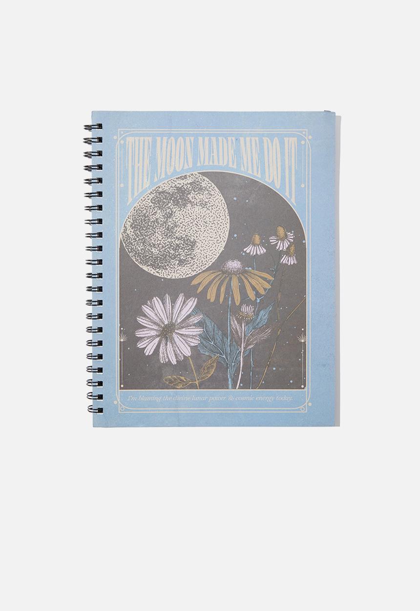 Typo - A4 notebook recycled - the moon made me do it floral - black & blue
