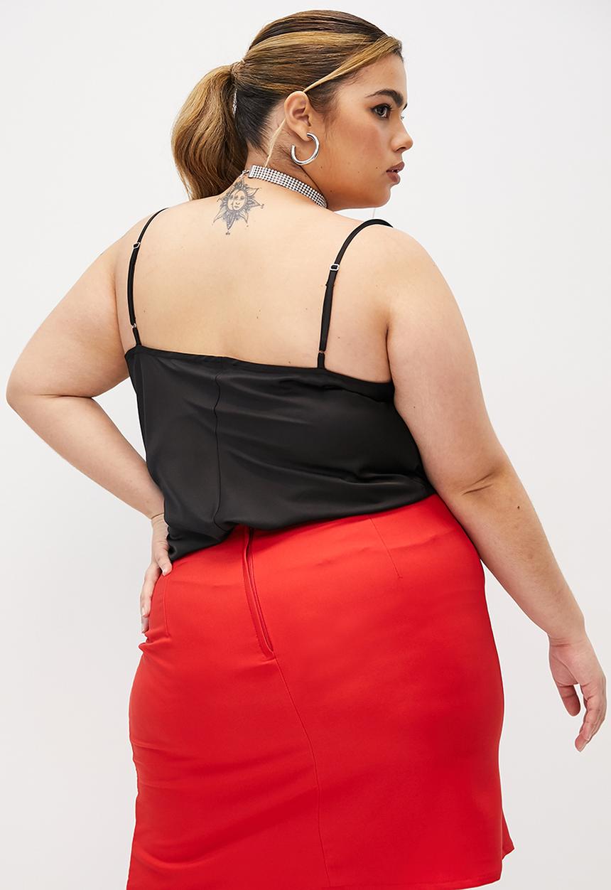 Blake - Satin cowl strappy top - black