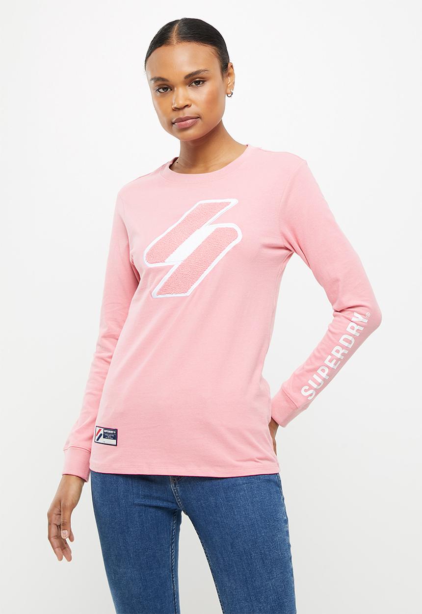 Superdry. - Superdry code logo che long sleeve top - montauk blush