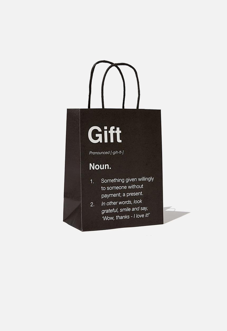 Typo - Get stuffed gift bag - noun black