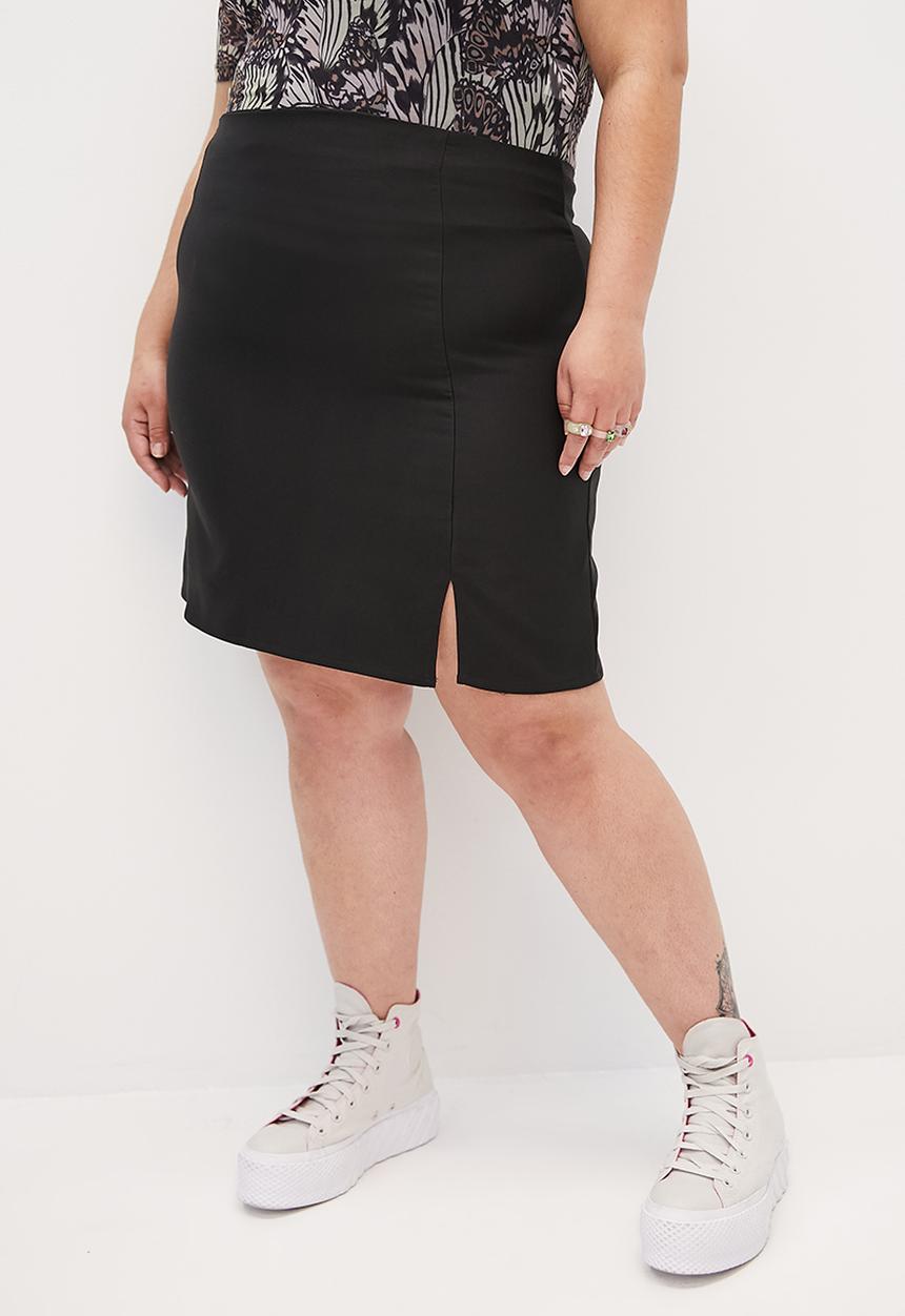 Blake - Aline mini skirt with slit - black