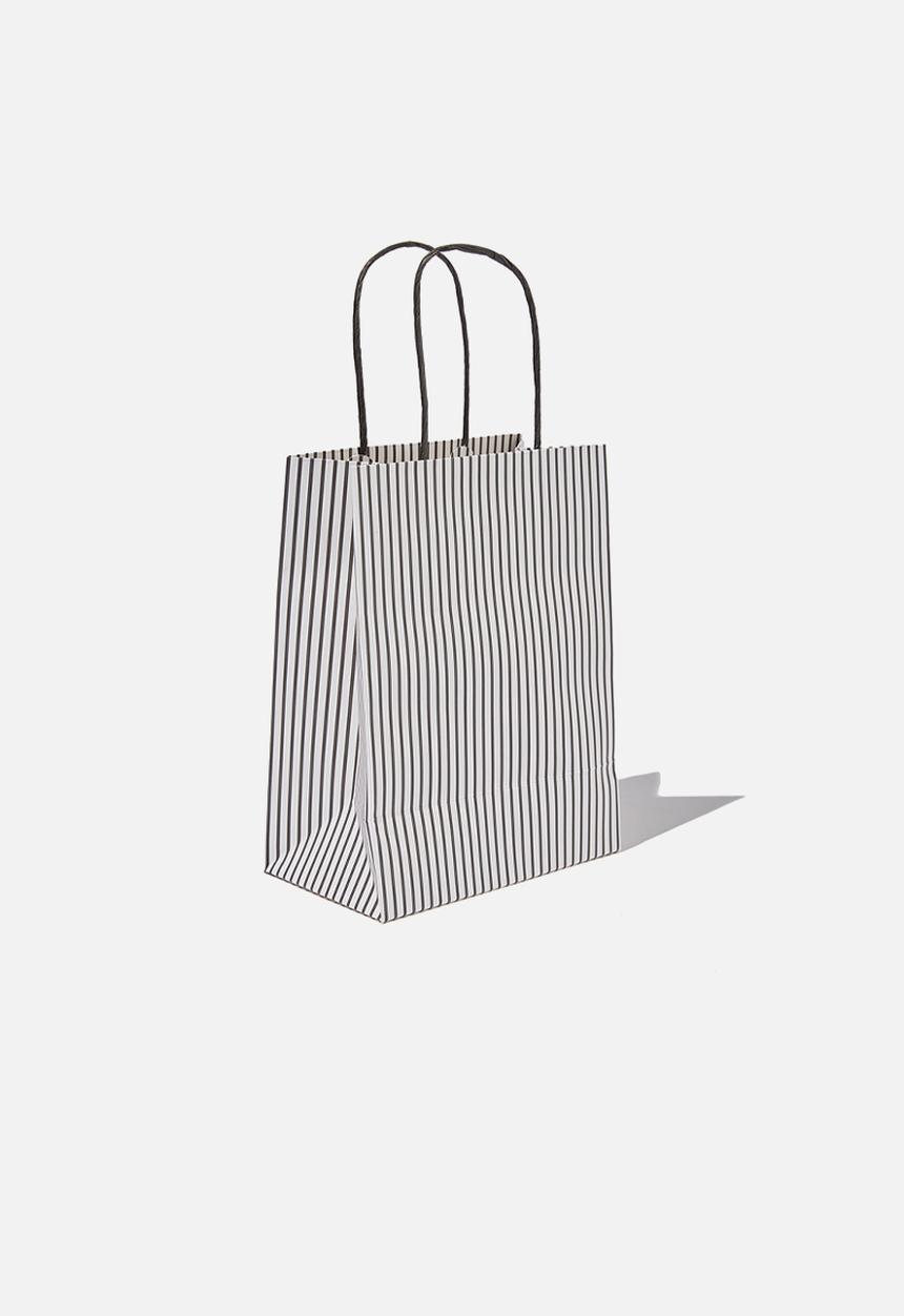 Typo - Get stuffed gift bag - black & white parker stripe