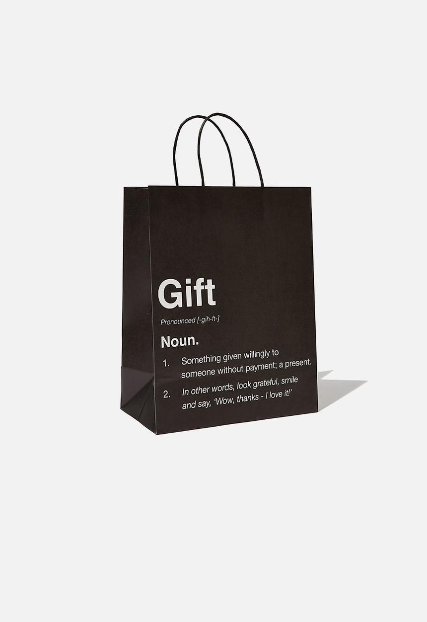 Typo - Get stuffed gift bag - noun black