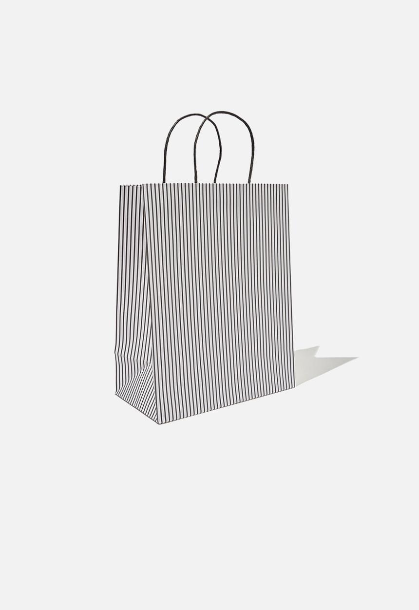 Typo - Get stuffed gift bag - black & white parker stripe