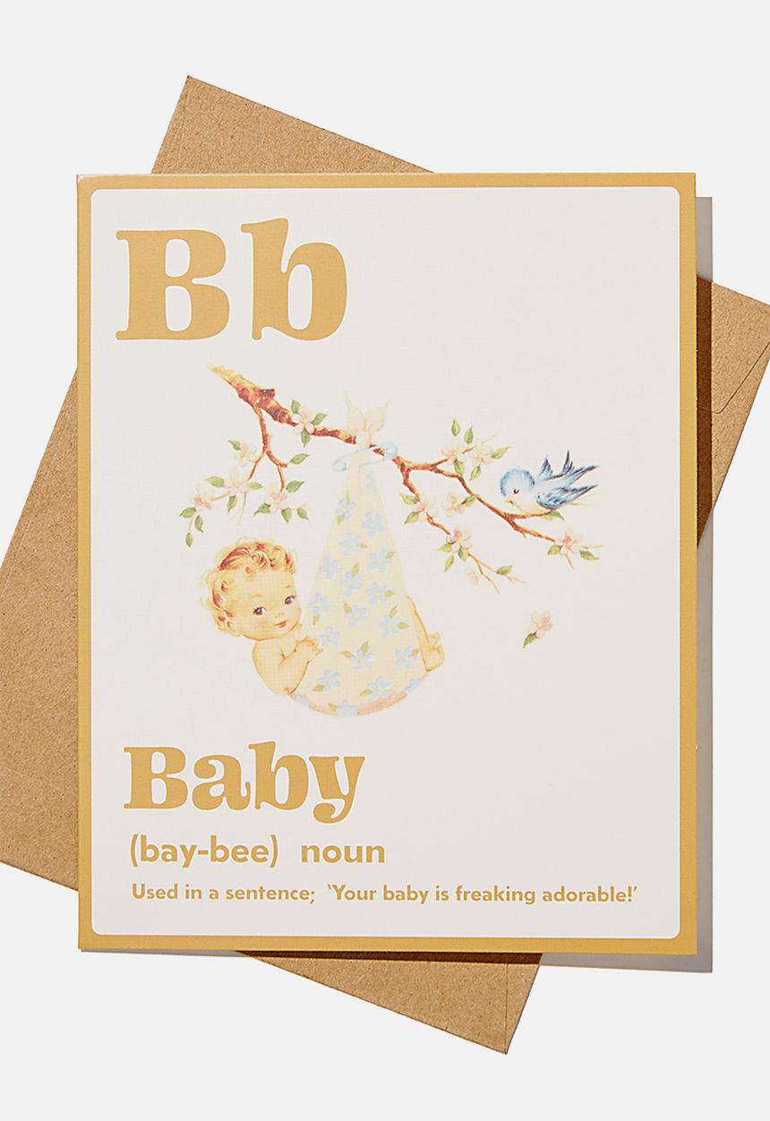 Typo - Baby card - noun - white