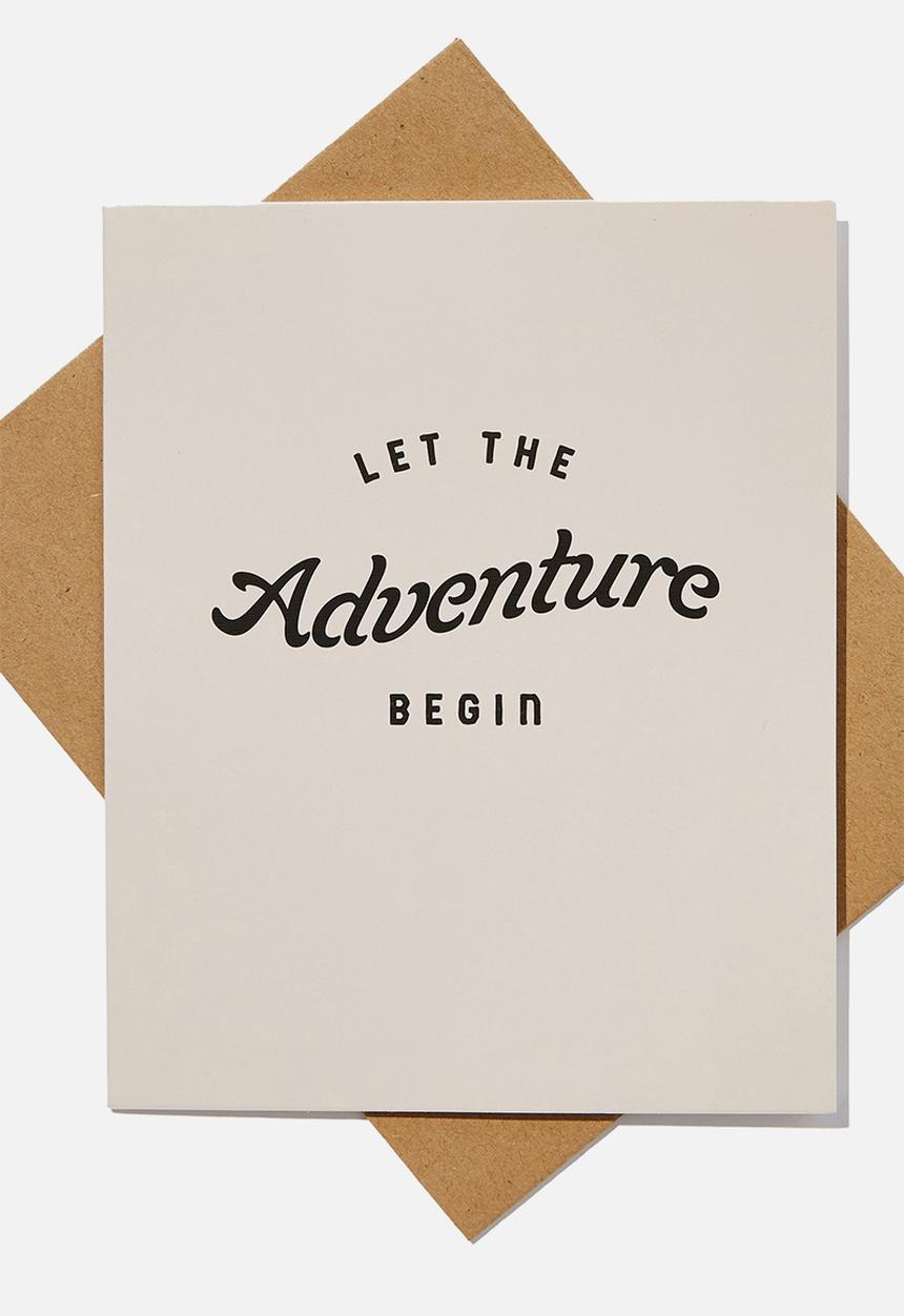 Typo - Goodbye card - let the adventure begin - white