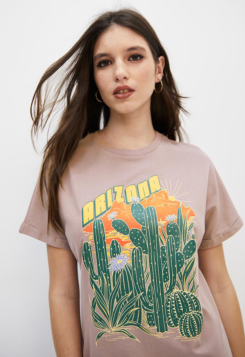 Blake - Graphic midi T-shirt dress - mocha
