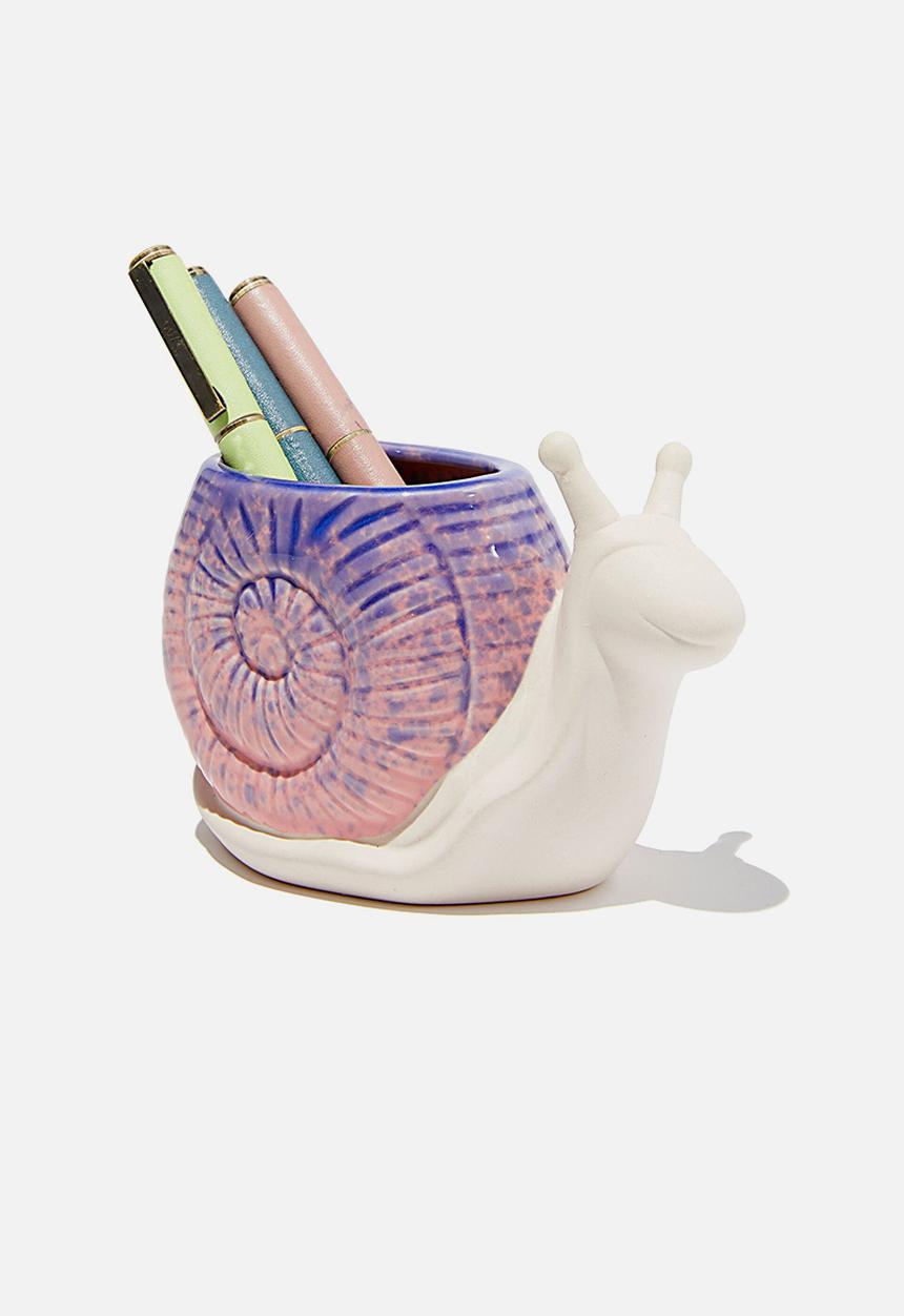 Typo - Pen holder - snail - white & pink