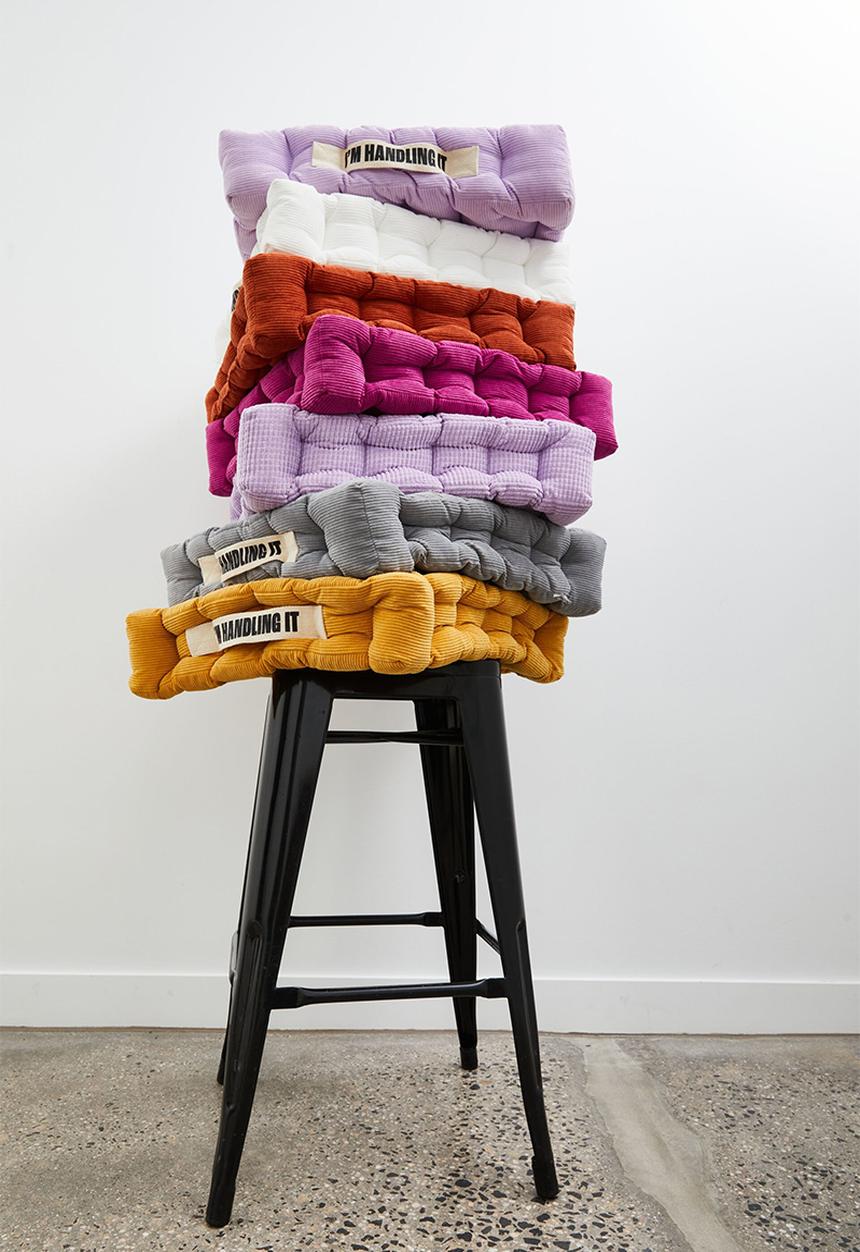Typo - Floor cushion - lilac check corduroy