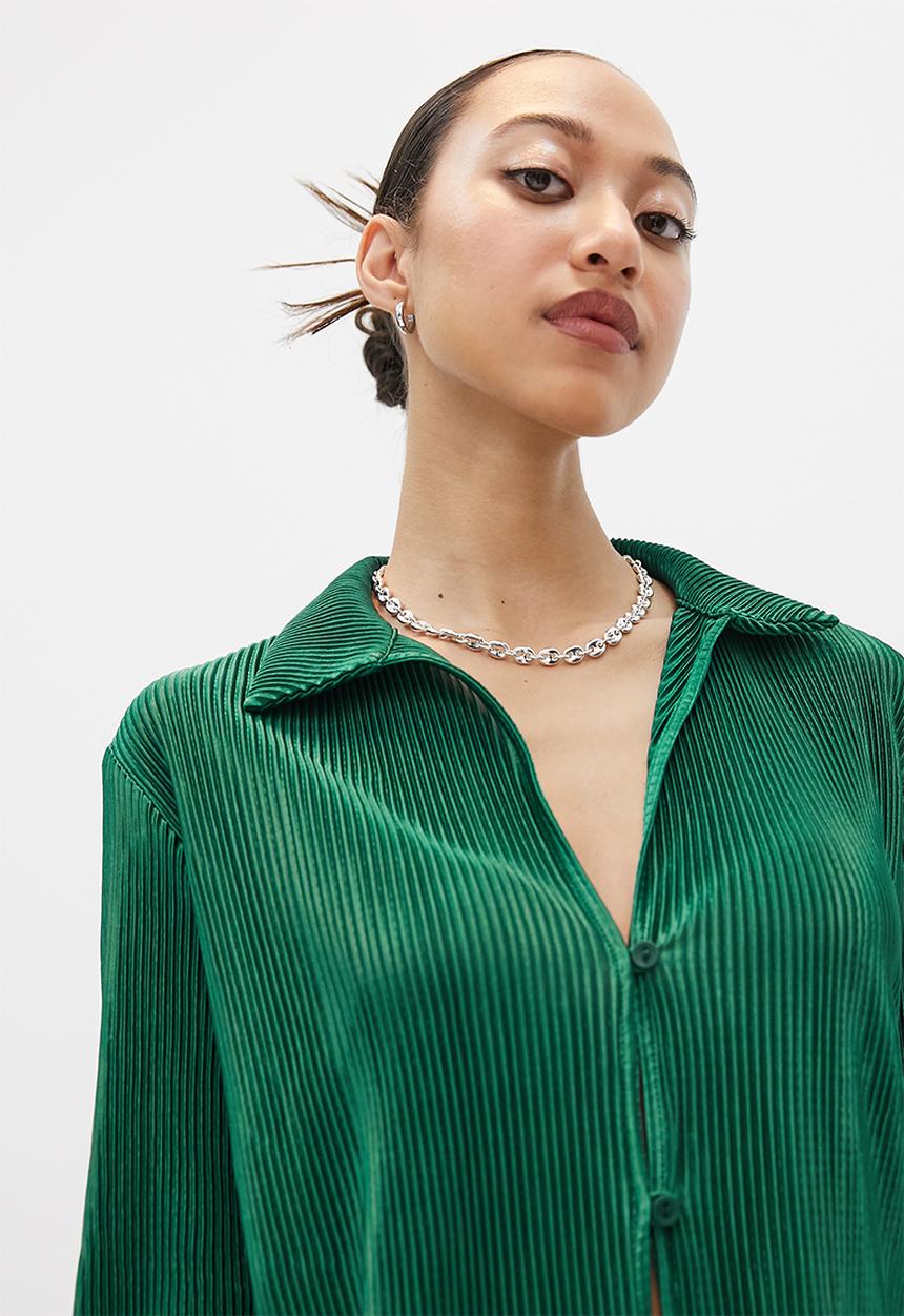 VELVET - Plisse shirt - midnight pine
