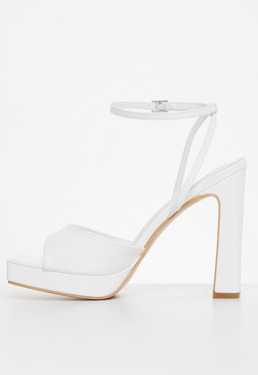 Z_Code_Z - Paola ankle tie square toe heel - white